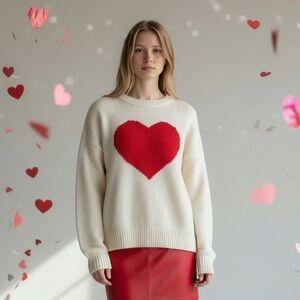Wildfox Heart Struck Oversized Cotton Knit Sweater XL